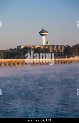USA, Alabama, Muscle Shoals Area, Florence, Renaissance Tower, Wilson Lock and Dam, Lake Wilson and Tennessee River Stock Photo
