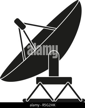 Black and white satellite antena silhouette Stock Vector