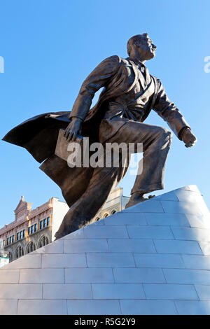 Adam Clayton Powell Jr statue on Malcolm X Blvd, Harlem, New York, USA Stock Photo