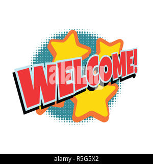 welcome comic word Stock Photo