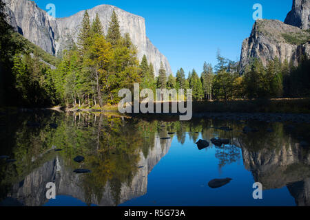 Reflections on the Mirror Lake, Yosemite National Park, California Stock Photo