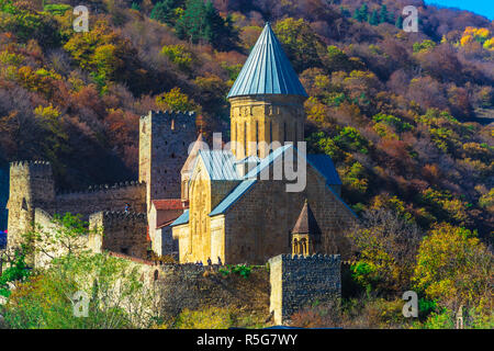 Ananuri castle and Church of the Mother of God on Aragvi River in Georgia Stock Photo