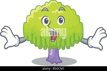 Surprised green tree willow on the character vector illustrstion Stock Vector