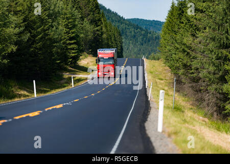 Truck on road in Norway, Europe. Sunny day. Stock Photo