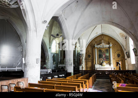 Ars-en-Re, France. Inside the Eglise Saint-Etienne (Church of Saint Stephen), a gothic religious temple in the Ile de Re island in Western France Stock Photo