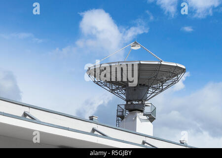 Satellite parabolic antenna for telecommunications Stock Photo
