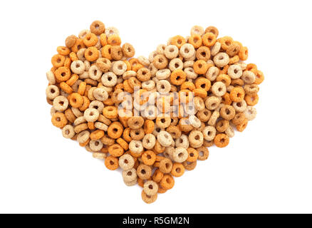 Multigrain hoops breakfast cereal heart Stock Photo