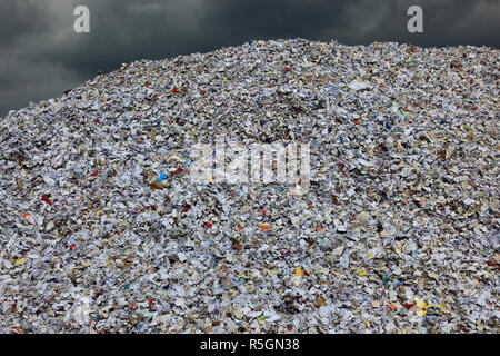 Old paper, shredded old paper in a recycling plant, Germany, paper flakes, also from shredded paper, Germany Stock Photo