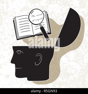Symbolic drawing of head and knowledge with culture Stock Vector