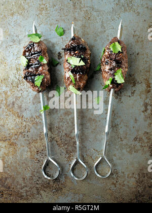 rustic greek middle eastern lamb kofta Stock Photo