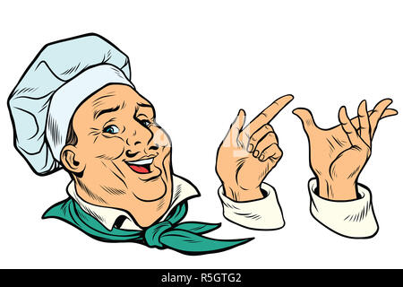 set French or Italian cook and hand gestures Stock Photo