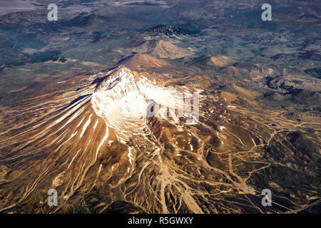 The view from the plane on mount Erciyes, Turkey Central Anatolia region, Kayseri Stock Photo