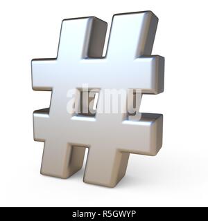 Metal font HASHTAG 3D Stock Photo