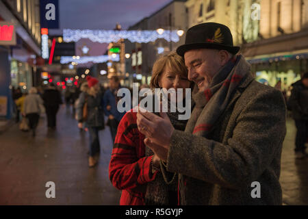 Taking A Christmas City Selfie Stock Photo
