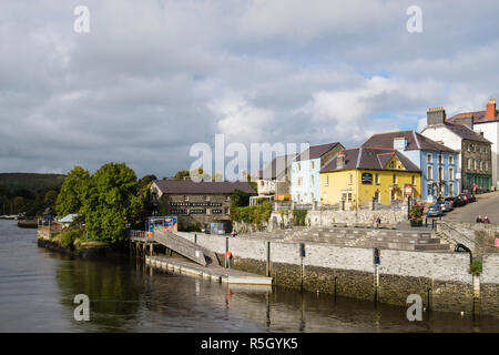 The old port quay on Afon Teifi River. Cardigan (Aberteifi), Ceredigion, Wales, UK, Britain Stock Photo