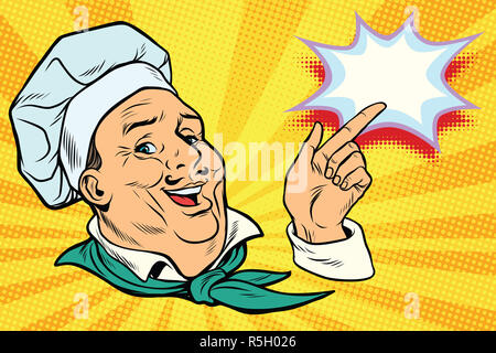 chef points his finger gesture Stock Photo