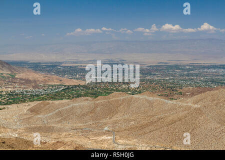 View from the Coachella valley vista point towards Palm Springs, California, United States. Stock Photo