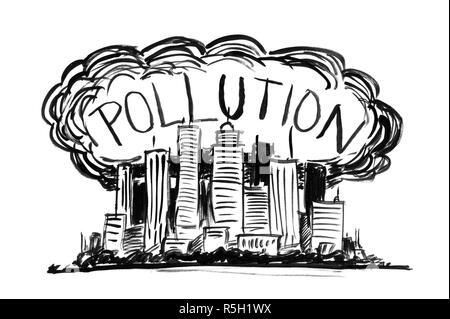 Black Ink Hand Drawing Of Smoke Coming From House Chimney Particulate  Matter Or Pm Air Pollution Concept Stock Illustration - Download Image Now  - iStock