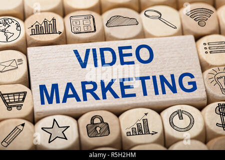 Video Marketing Text On Wooden Block Stock Photo