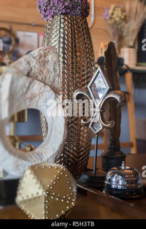 Vintage items decorated on the table Stock Photo