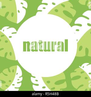 Banner, poster with palm leaves, jungle leaf. Beautiful vector floral tropical summer background. EPS 10 Stock Vector