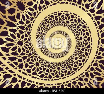 Islamic pattern, swirled in 3d spiral shape Stock Vector