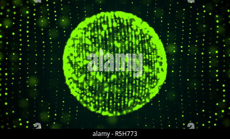 Colorful sphere in space with glowing particles. Abstract background Stock Photo