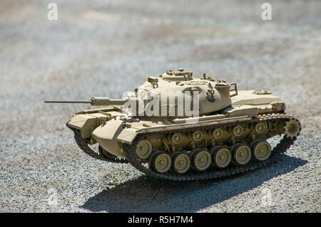 Scale model of israeli tank M-48 on the ground Stock Photo