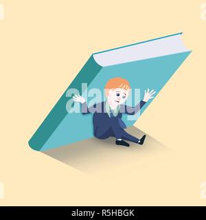 Businessmen are holding up a big book not to fall over him. concept for  Obligation to bear. vector illustration. Stock Vector