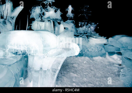 creative ice sculpture in winter time Stock Photo