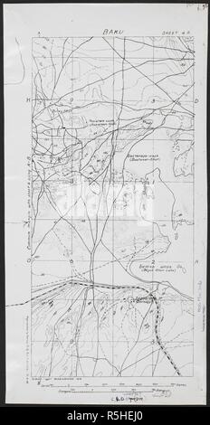 Map of Baku, dated 1918. Baku, MOD Misc 306. [S.l.] : Survey Party MEF, 1918. India. Army. Royal Engineers. Indian Field Survey Company, 1st. Scale 1:21 000. Source: Maps MOD Misc 306 sheet 5. Stock Photo