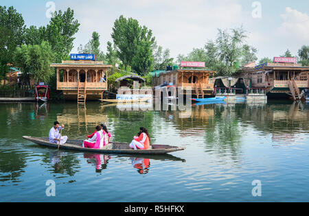 Srinagar, India - Jul 2, 2015. Landscape of Dal Lake in Srinagar, India. The lake, situated in the northeast of Srinagar, is one of the most beautiful Stock Photo