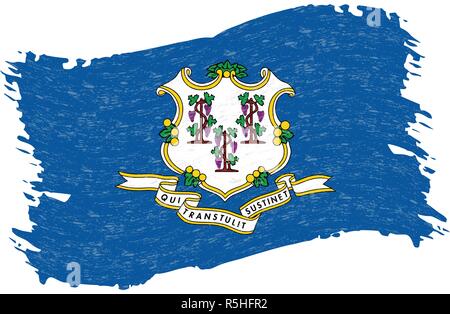 Flag of Connecticut. Grunge Abstract Brush Stroke Isolated On A White Background. Vector Illustration. Stock Vector