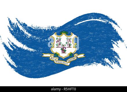 National Flag Of Connecticut, Designed Using Brush Strokes Isolated On A White Background. Vector Illustration. Stock Vector