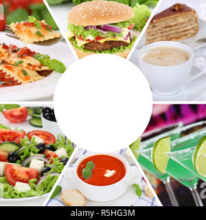 collection collage card menu food and drink dishes restaurant Stock Photo