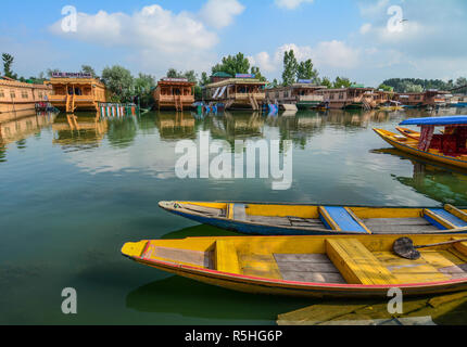 Srinagar, India - Jul 2, 2015. Landscape of Dal Lake in Srinagar, India. The lake, situated in the northeast of Srinagar, is one of the most beautiful Stock Photo