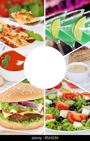 collection collage food and drink menu card menu restaurant portrait format Stock Photo