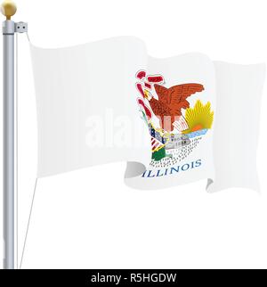 Waving Illinois Flag Isolated On A White Background. Vector Illustration. Stock Vector