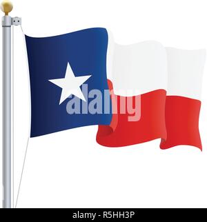 Texas State Flag Waving Isolated Vector Illustration Stock Vector Image ...