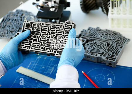 The auto repair service repairman in automatic Stock Photo