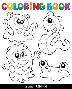 Coloring book monster theme 3 Stock Photo