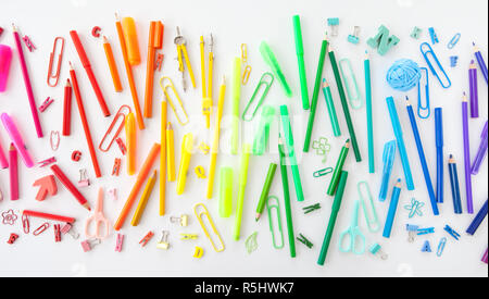 colorful stationery in the color gradient Stock Photo