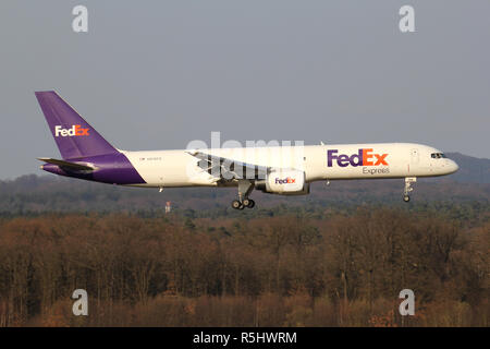 FedEx Boeing 757-200F with registration N916FD taxiing to terminal. Stock Photo