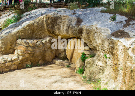 An authentic representation of a jewish Garden Tomb with stone door in ...