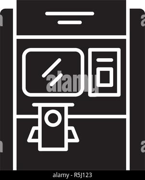 Cash dispenser black icon, vector sign on isolated background. Cash dispenser concept symbol, illustration  Stock Vector