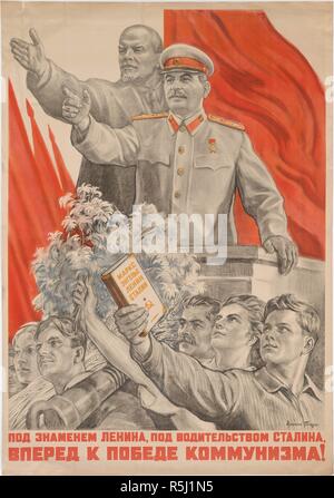 'Under the Banner of Lenin' Soviet Russian propaganda poster, by Gustav ...