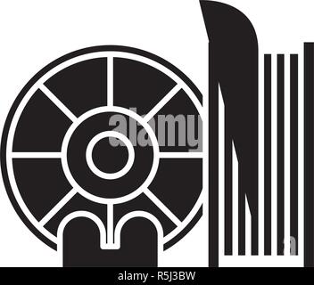 Printing materials black icon, vector sign on isolated background. Printing materials concept symbol, illustration  Stock Vector