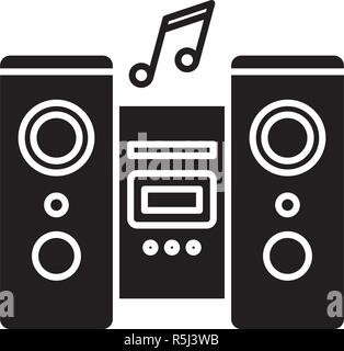 Audio system black icon, vector sign on isolated background. Audio system concept symbol, illustration  Stock Vector