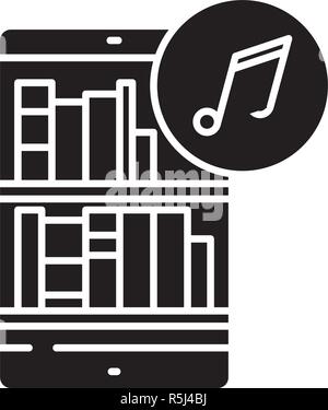 Audio books black icon, vector sign on isolated background. Audio books concept symbol, illustration  Stock Vector