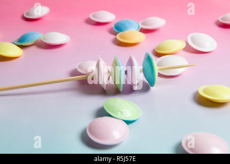 flying saucer multi coloured candy Stock Photo